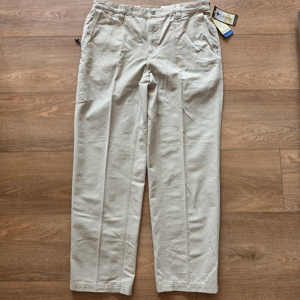 Columbia Mens Khaki Cotton Canvas Utility Pants 36x32, Beige, NWT